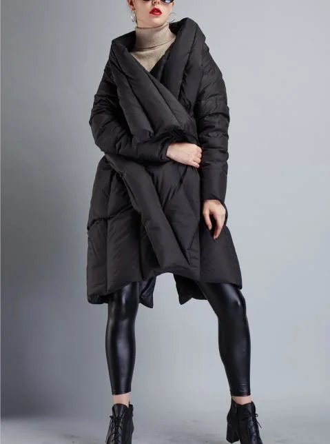 European and American Women Coat Medium and Long Down Coat Fashion New Manufacturer Wholesale Cape Down Coat