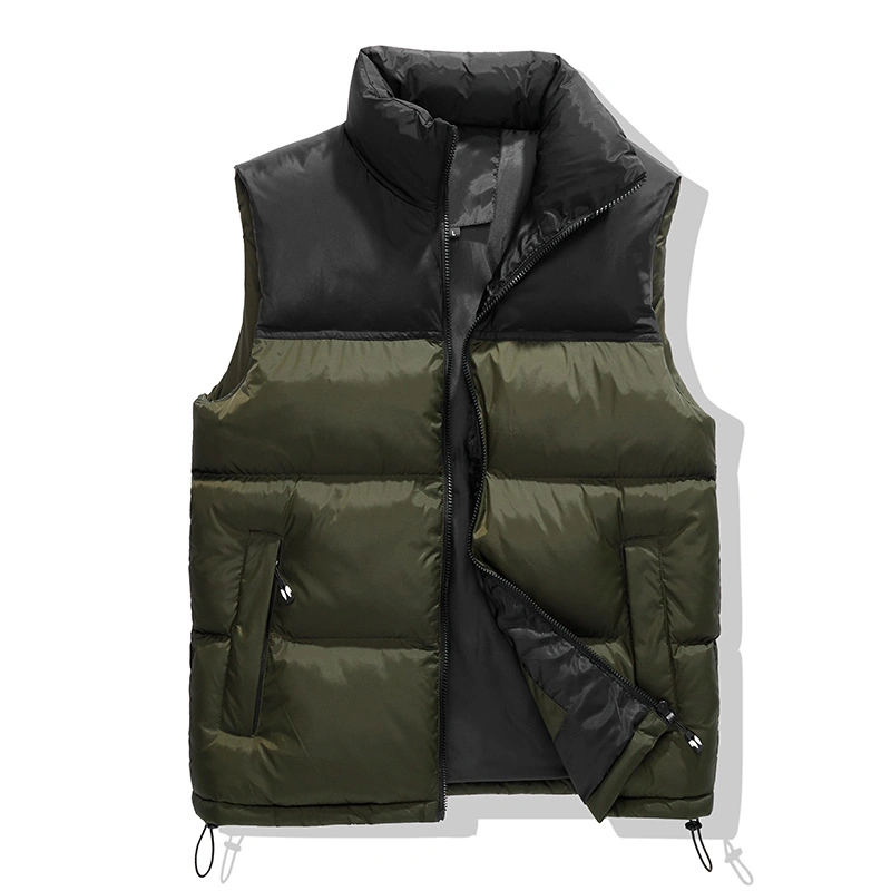 Down Cotton Men&prime;s Vest Jacket Splicing Thickened Warm Vest Jacket Cotton Vest