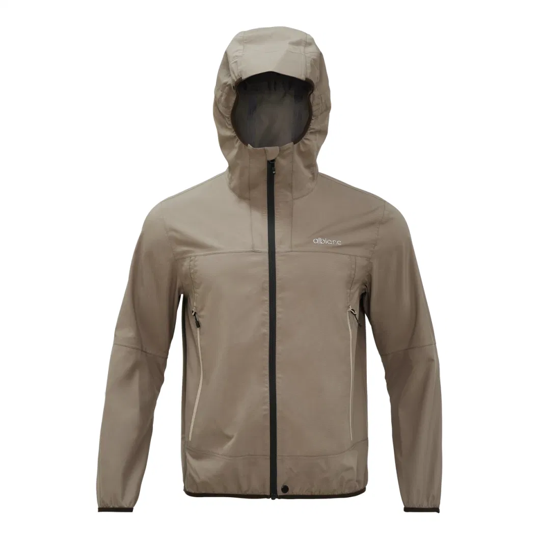 OEM Custom Design Zip up Hooded Climbing Outdoor Breathable and Waterproof Windbreaker Jacket for Man
