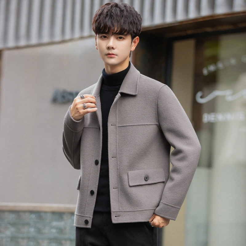 New Youth Double-Sided Woolen Coat Short Mens Jacket Trendy Casual Coat Jkt-573