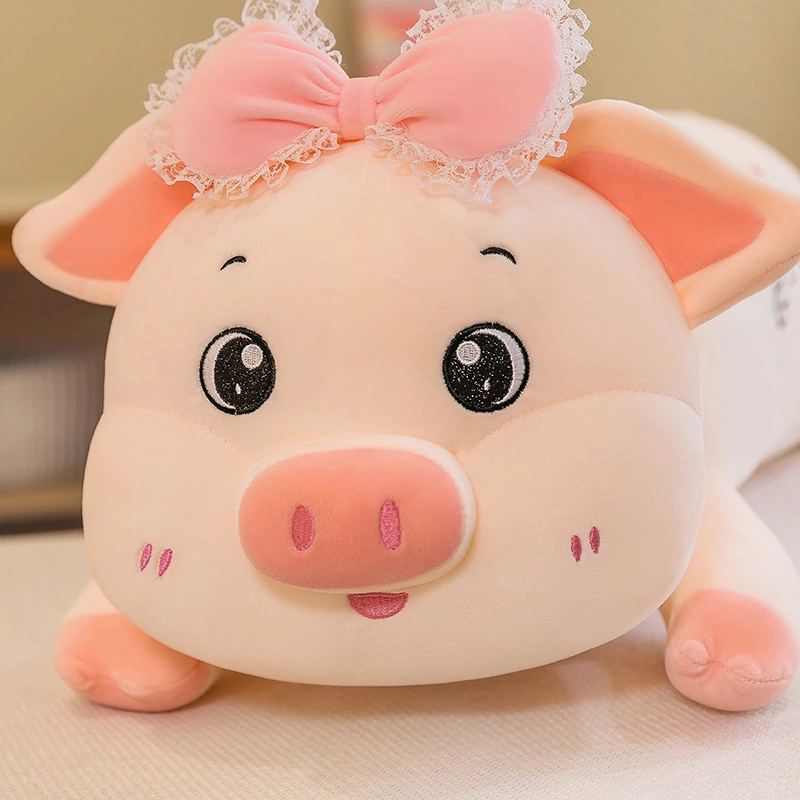 Pink Bow Pig Stuffed Animal Rabbit Baby Custom Plush Pig Toy