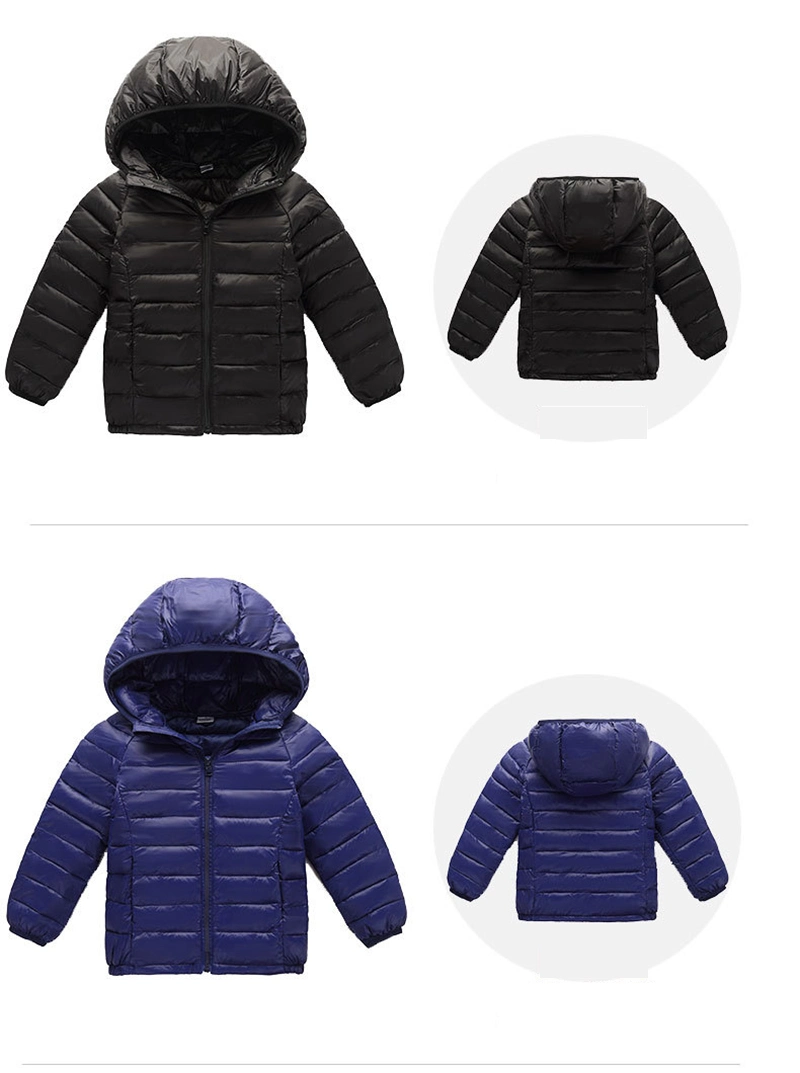 Custom Wholesale Cheap Polyester Nylon Outdoor Light Weight Men Women Padded Down Puffer Winter Fashion Plain Baby Kids Children Coat Jacket with Logo Design