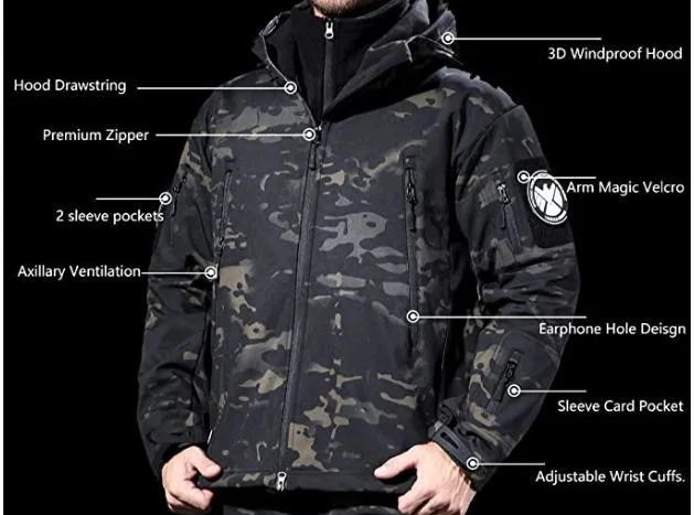 Tactical Military Waterproof Coat Russia Camo Softshell Hunting Outdoor Army Jacket