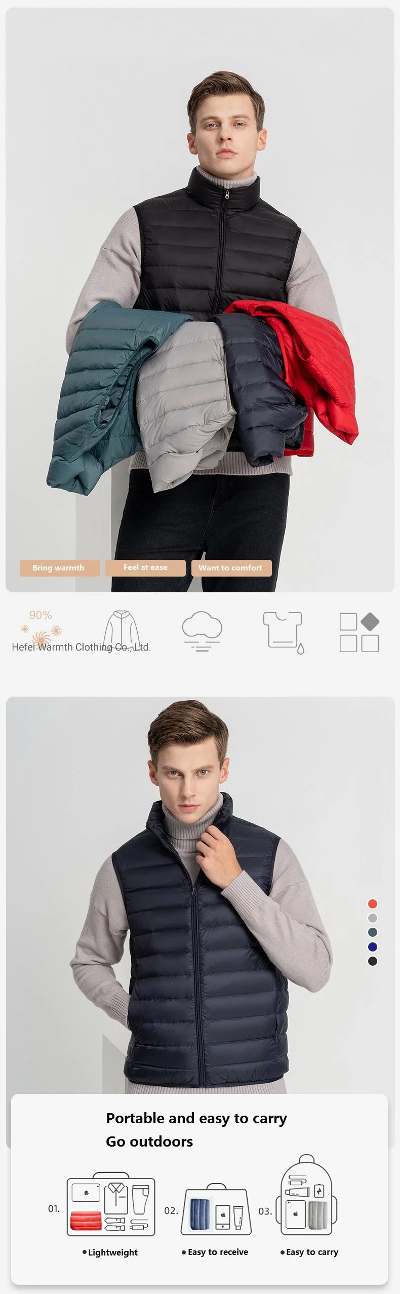 Men&prime;s Vest Autumn and Winter Bright Face Jacket Down Cotton Vest Warm Plus Size Couple Fashion Vest