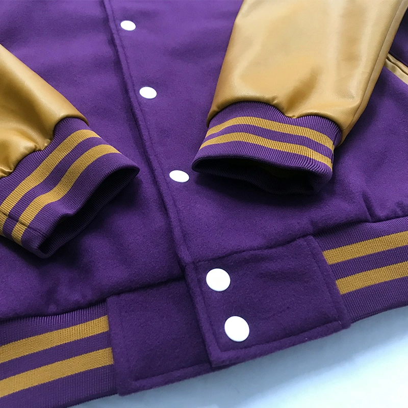 Retro Leather Sleeve Stitching Cotton Baseball Jacket Cool Men Jacket