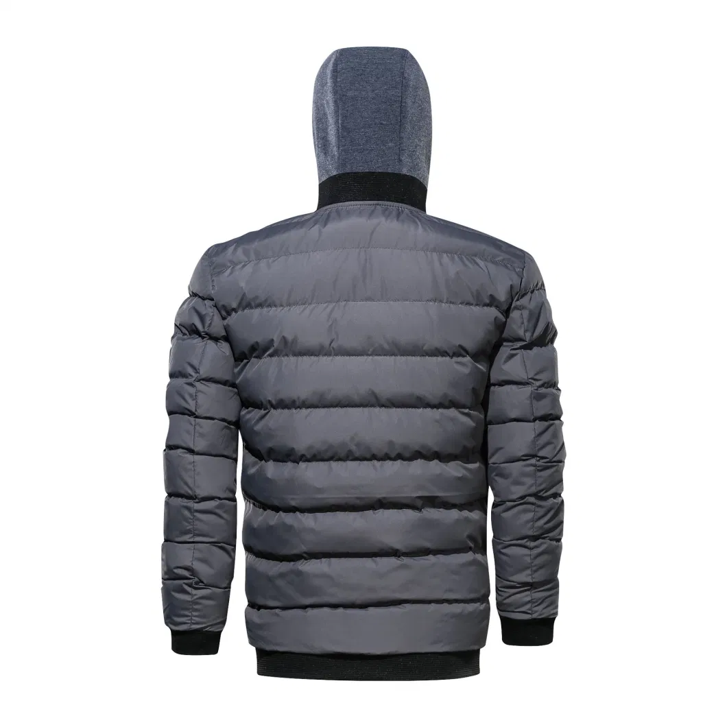 Winter Lightweight Waterproof Windproof Fashion Design Breathable Softshell Outdoor Men Sports Hiking Padded Jacket with Knit Gray Hood