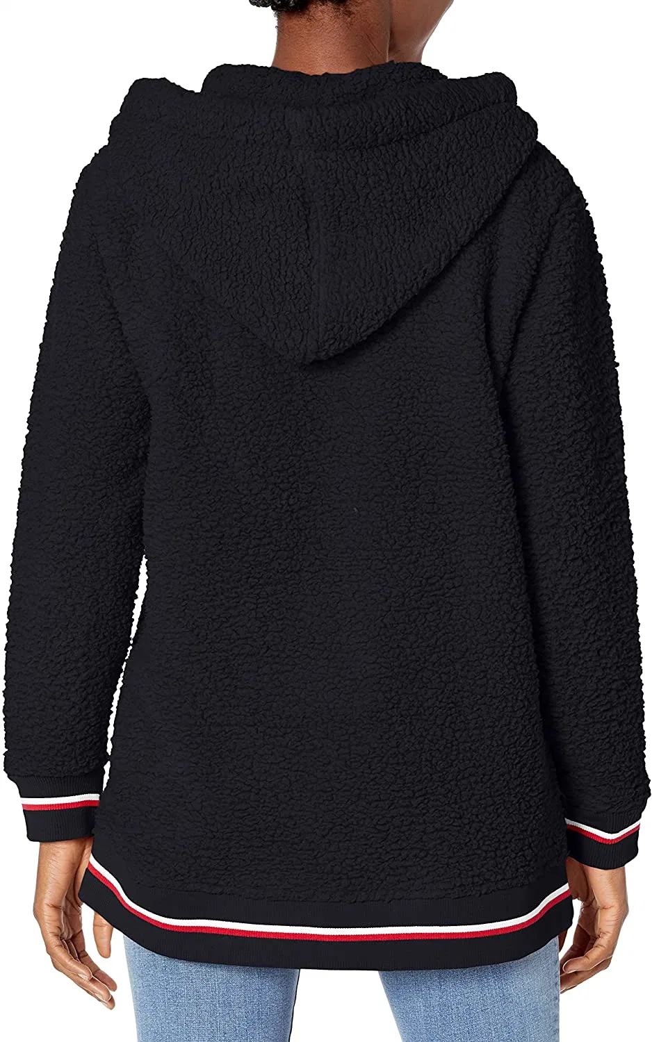 Warm White Customized Girls Soft Sherpa Fleece Hooded Jacket