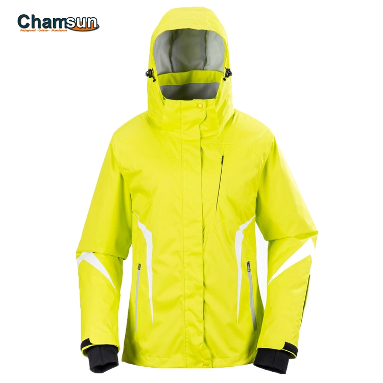 OEM Women&prime;s Custom Yellow Performance Rainwear Windbreaker with Hood