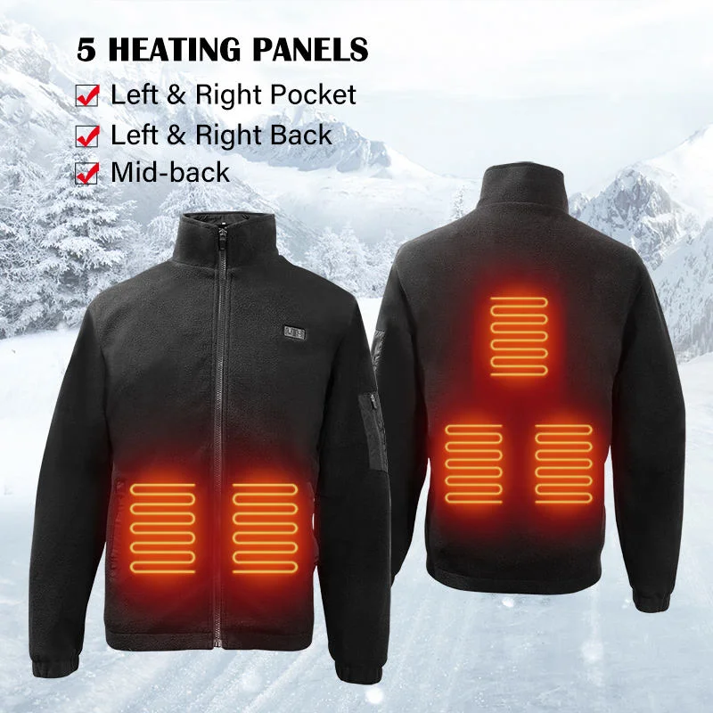 Heating Fleece Jackets Mens Winter 5V Battery Heated Jacket with Zipper