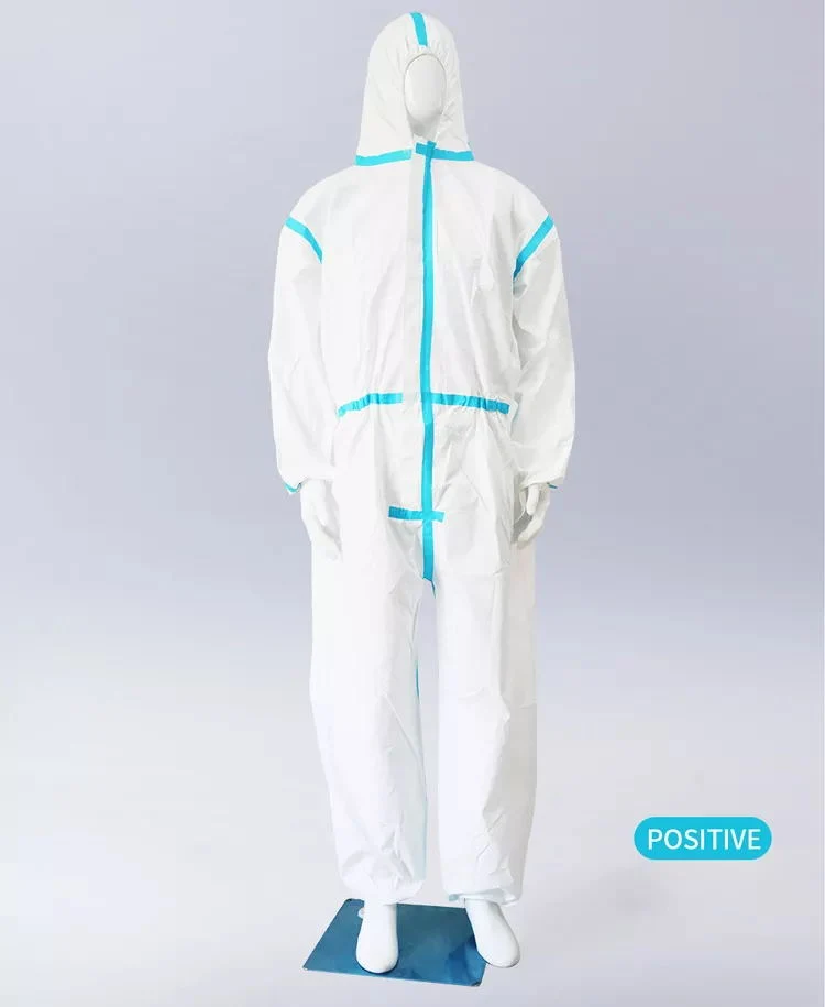 Real Factory Coverall Medical Adult Disposable Work Clothes Dustproof Civilian Hooded Striped Jumpsuit Medical White