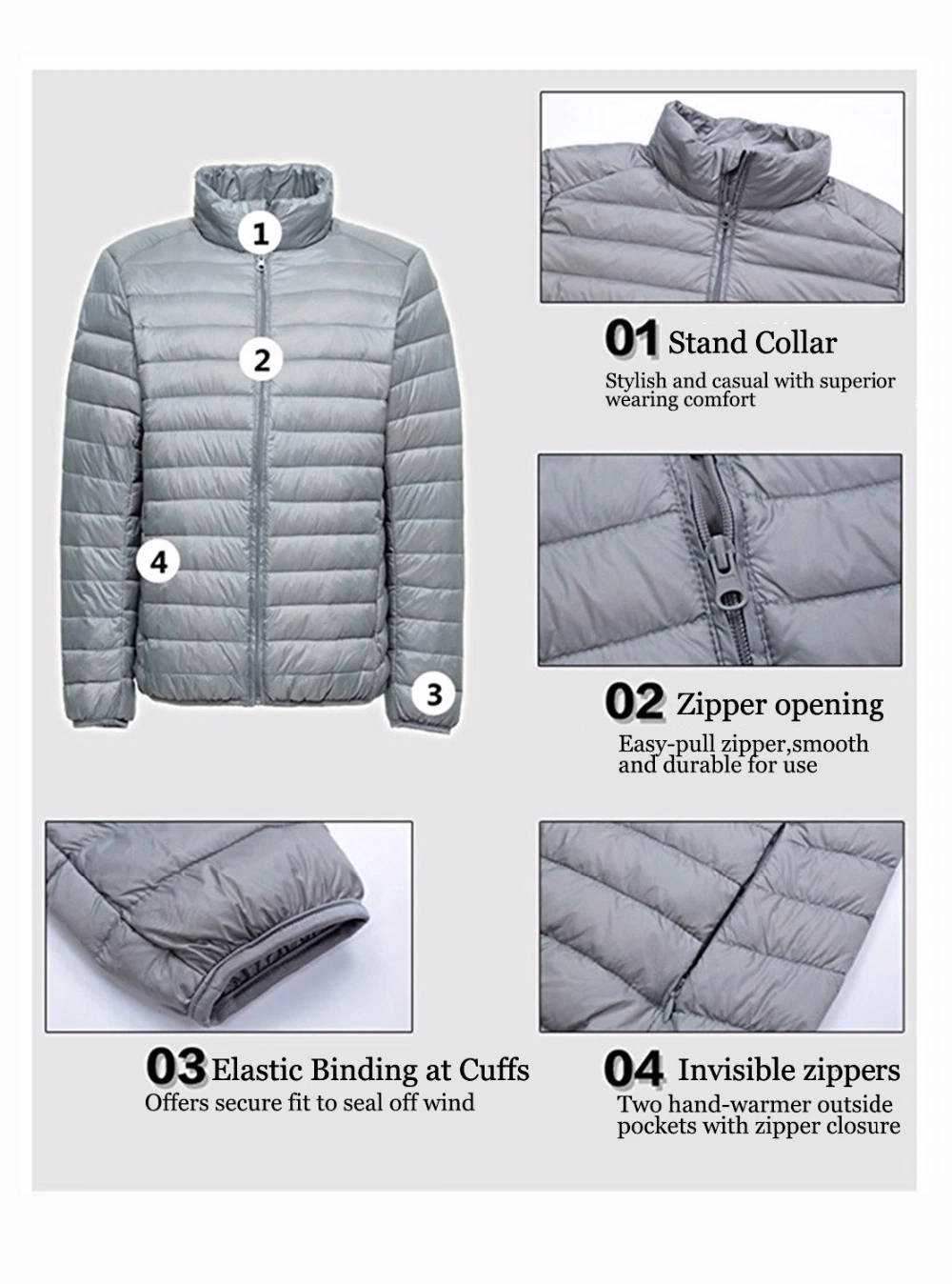 Custom Logo Men&prime; S Padded Winter Waterproof Windproof Fleece Down Jacket