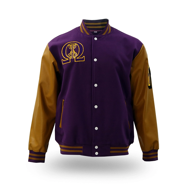 Retro Leather Sleeve Stitching Cotton Baseball Jacket Cool Men Jacket