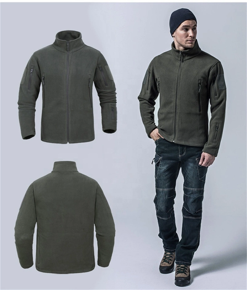 100% Polyester Custom Logo Full Zip Pocket Outdoor Mountain Climbing Winter Warm Polar Men Fleece Jacket