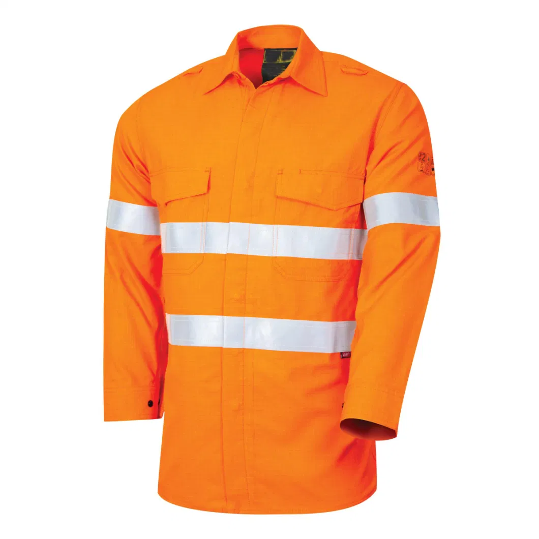 Softshell Twill Customized Workwear Arc-Flash Protection Anti-Acid Meltproof Uniform Waterproof Oil Resistance Antistatic Permanent Fr Hi Vis Safety Jacket