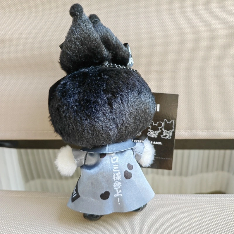 Ruunjoy Cute Japanese Sanrio Kuromi Keychain Black and White Dark Bow Dress Stuffed Doll Pendant Plush Toy Christmas Gift