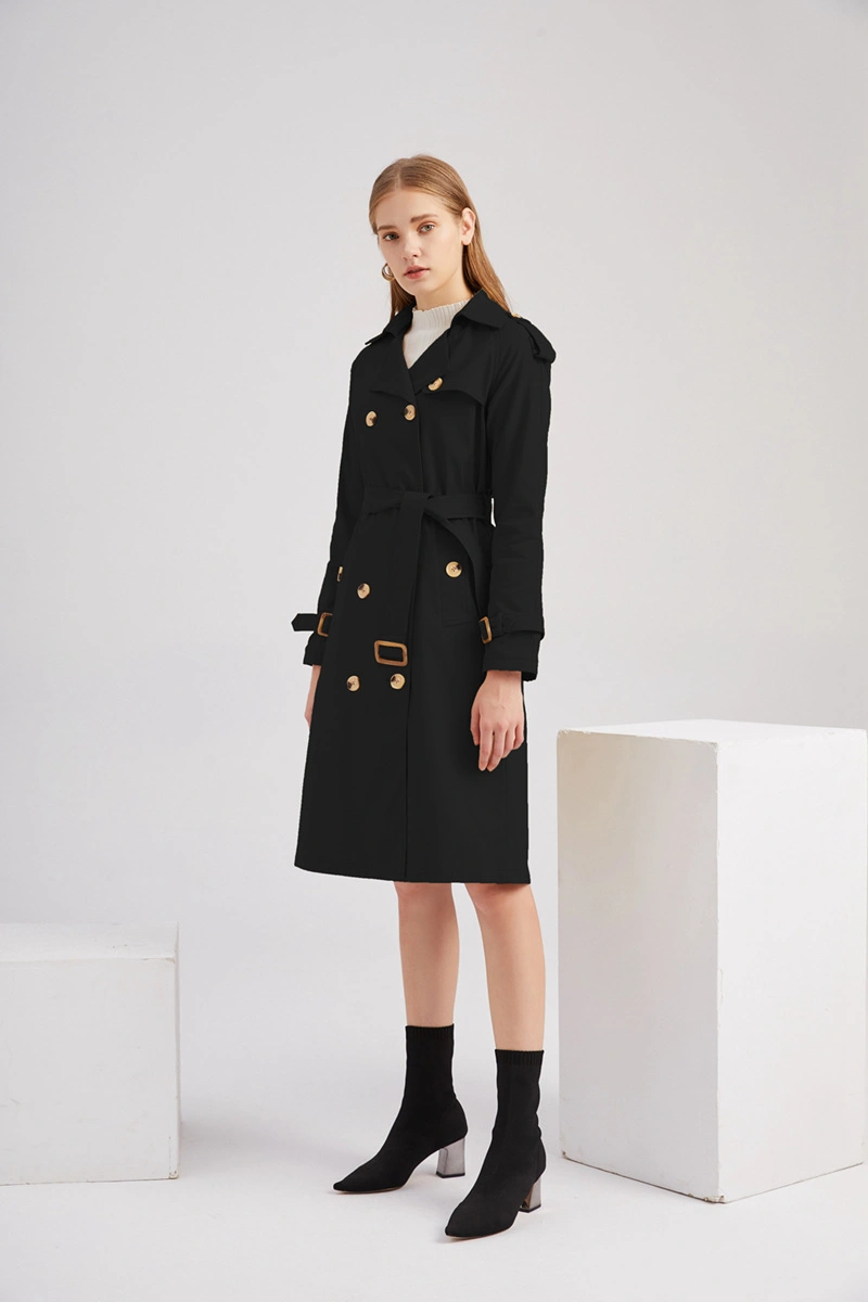 New Women&prime;s Long Waist Fashion Coat Long Sleeve Women Jacket Windbreaker