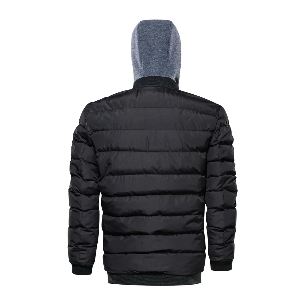 Winter Lightweight Waterproof Windproof Fashion Design Breathable Softshell Outdoor Men Sports Hiking Padded Jacket with Knit Gray Hood