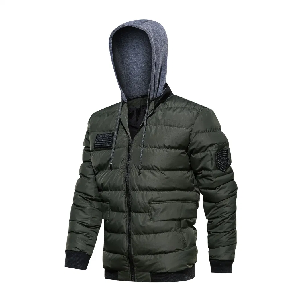Winter Lightweight Waterproof Windproof Fashion Design Breathable Softshell Outdoor Men Sports Hiking Padded Jacket with Knit Gray Hood
