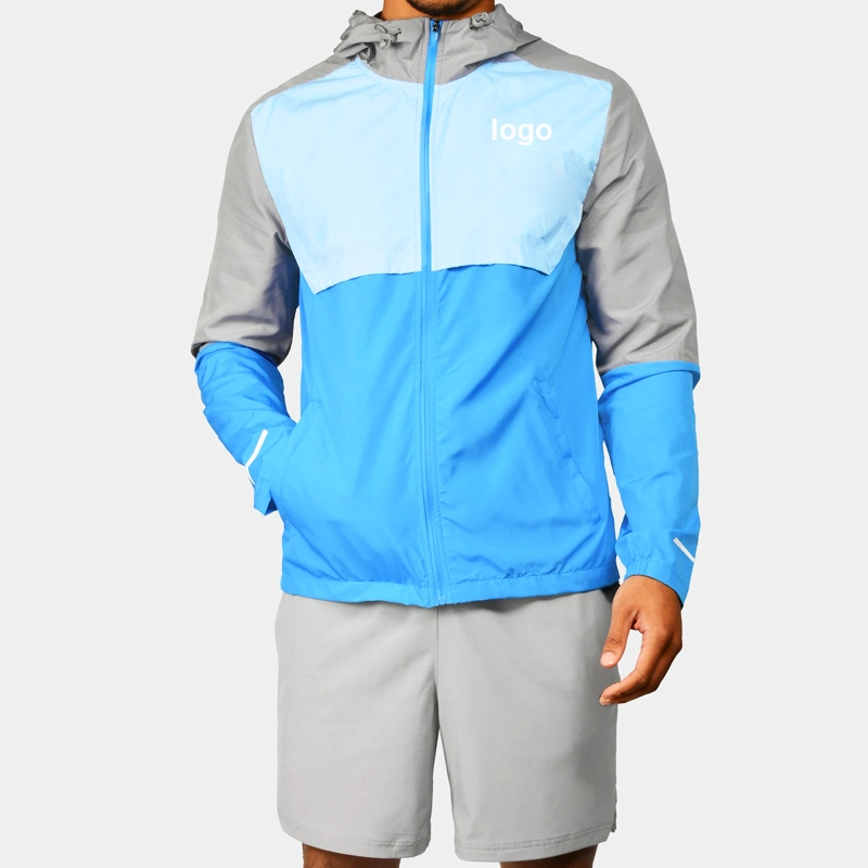 Custom Color Block Zip up Men Sports Windbreaker Jackets