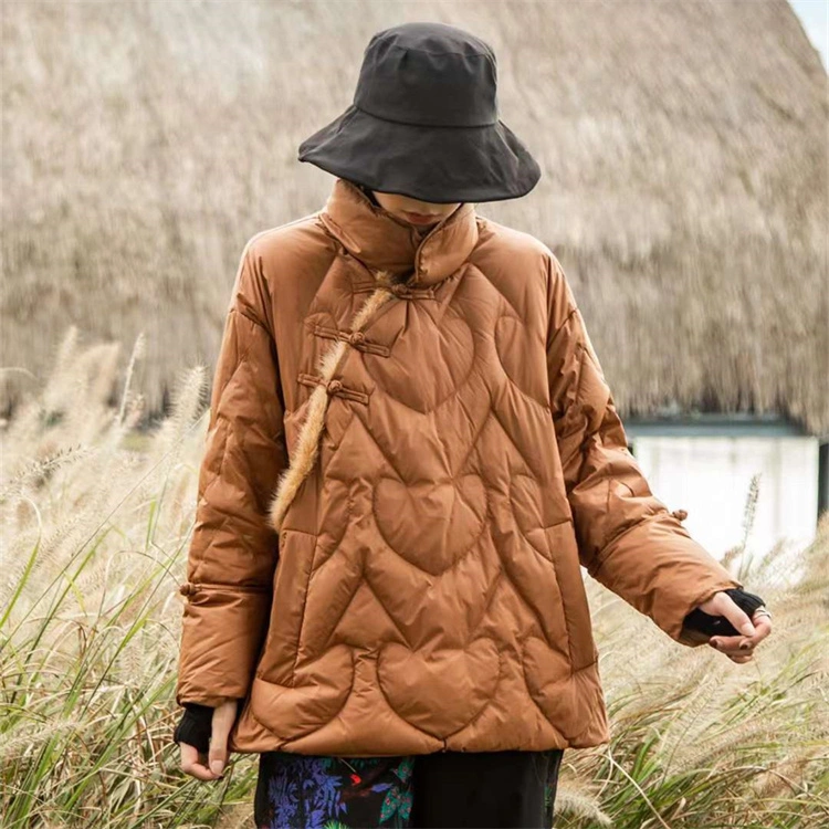 Quality Guaranteed Winter Vintage Patchwork Mink Button Stand Collar Down Jacket Woman Down Jacket