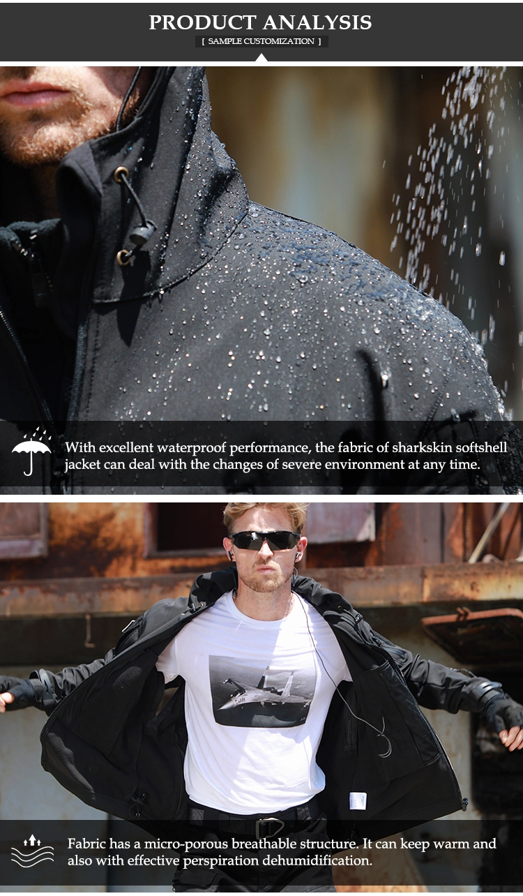 OEM New Fashion Mens Fleece Outdoor Tactical Softshell Jacket Hooded Outwear Coat