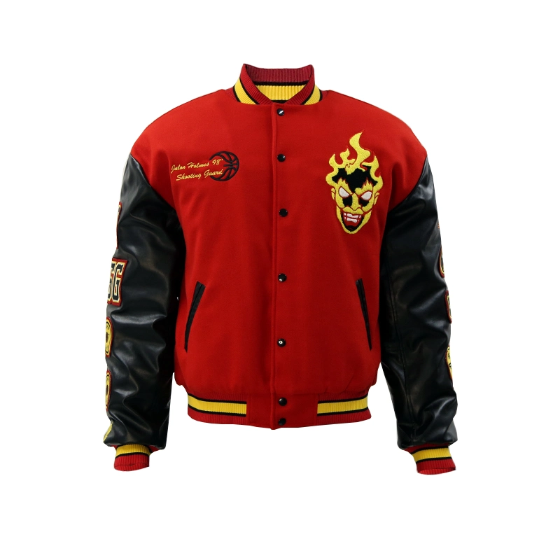 Cool Style Leather Sleeves Baseball Jacket Custom Coat Embroidery Logo