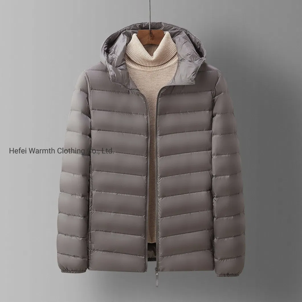 Clothing Manufacturers Men&prime;s Packable Down Jacket Lightweight Hooded Winter Coat