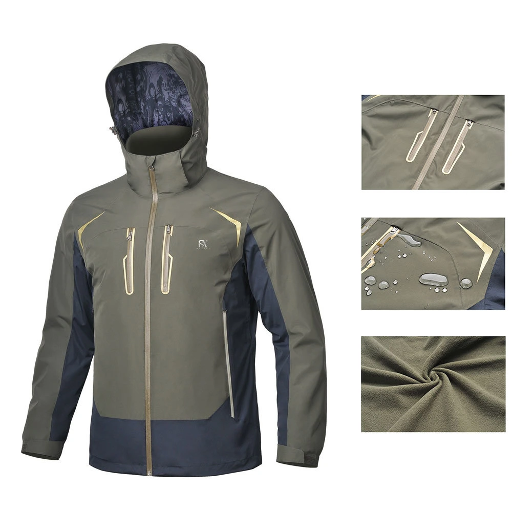 Men Waterproof Windproof Breathable Jacket with Hoody Windbreaker Lightweight Clothes Rain Jacket with Mesh Lining
