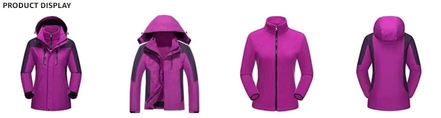 Women&prime; S 3-in-1 Winter Ski Jacket with Detachable Hood Water Resistant Fleece Lining Snowboard Rain Jacket