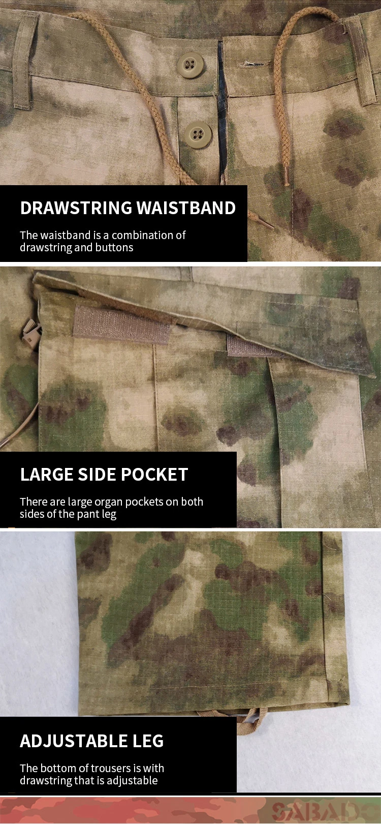 Sabado Wholesale Tactical Camouflage Uniform Anti-Wrinkle Outdoor Hunting Camo Uniform Clothing