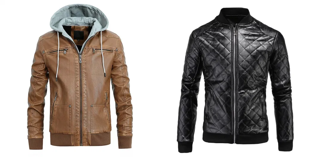 Black/Red Patchwork Motorcycle Leather Jackets Men Winter Leather Jackets Male Business Casual PU Coats