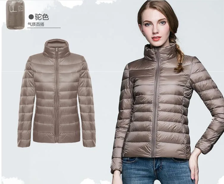 Women Long Sleeve Lightweight Packable Puffer Down Jacket