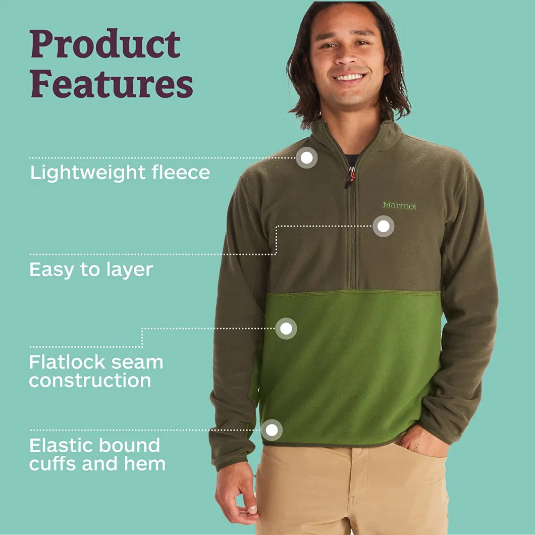 Mens Zipper 100% Polyester Custom 1/2 Zip up Custom Winter Warm Lining Embroidery Fleece Jacket for Men