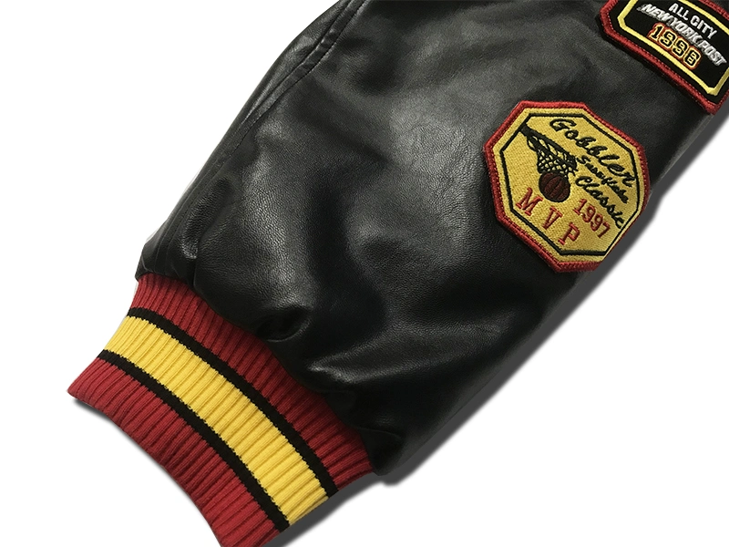 Cool Style Leather Sleeves Baseball Jacket Custom Coat Embroidery Logo