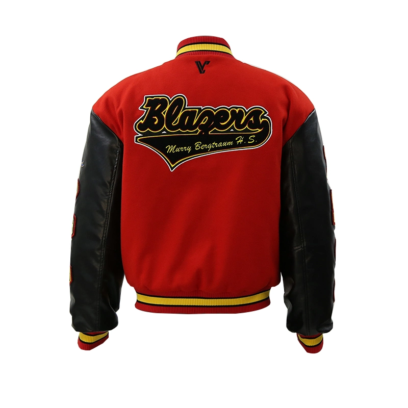 Cool Style Leather Sleeves Baseball Jacket Custom Coat Embroidery Logo