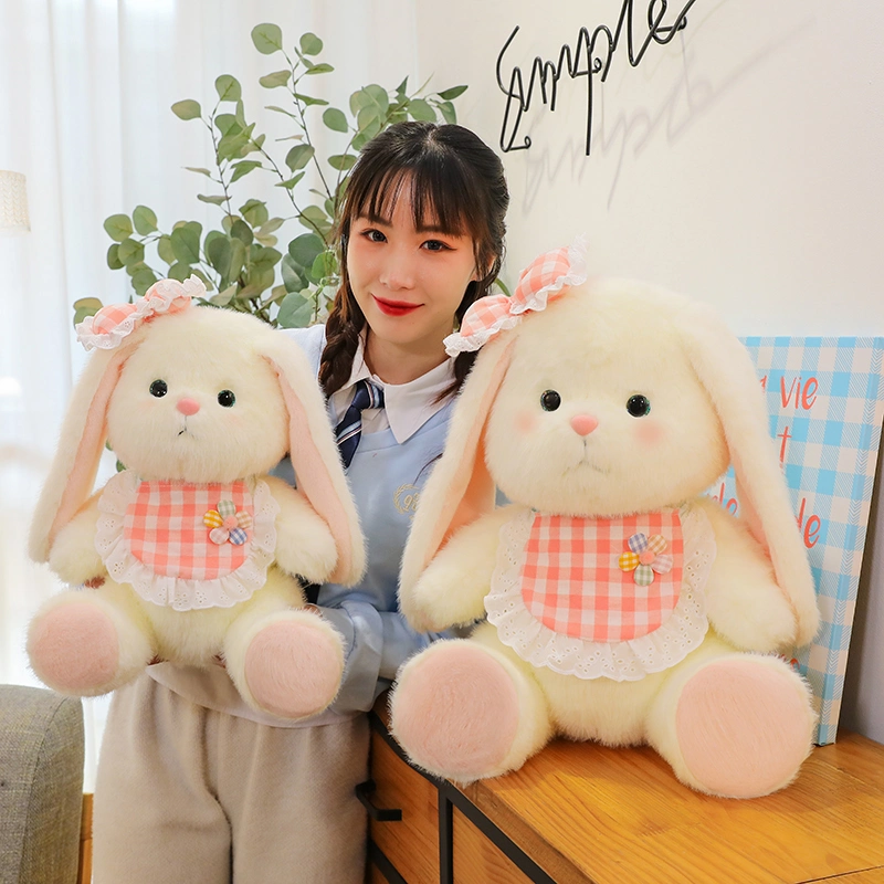 Bow Bunny Customized Stuffed Animal Plush Toy Bib Rabbit Easter Gift