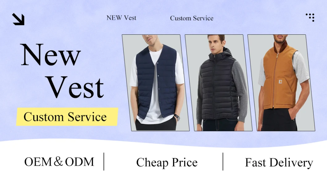 Custom Winter Jacket Men&prime;s Fit Zipper Puffer Vest