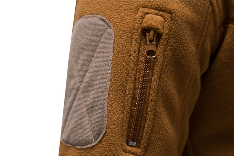 OEM Custom Blank High Neck Patchwork Zipper up Sherpa Fleece Jacket for Men