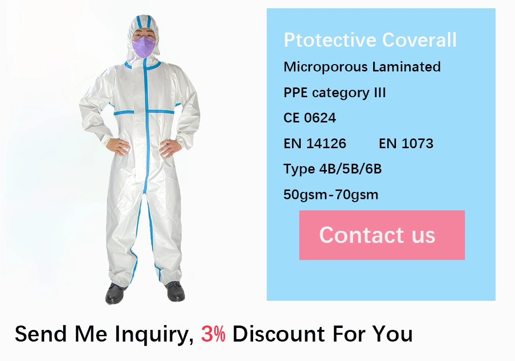 Chinese Manufacturer High Quality CE En14126 PP+PE Anti-Static Disposable Medical Protective Clothing