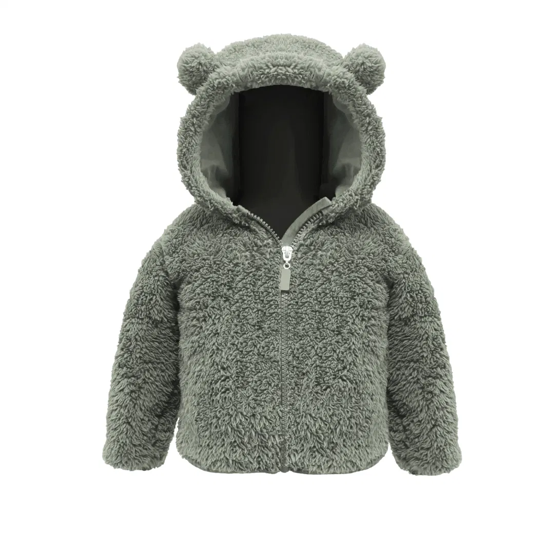 Thick Coat Flannel Sherpa Pullover Tops Toddler Little Girls Fleece Kids Winter Fleece Zipper Hooded Jacket