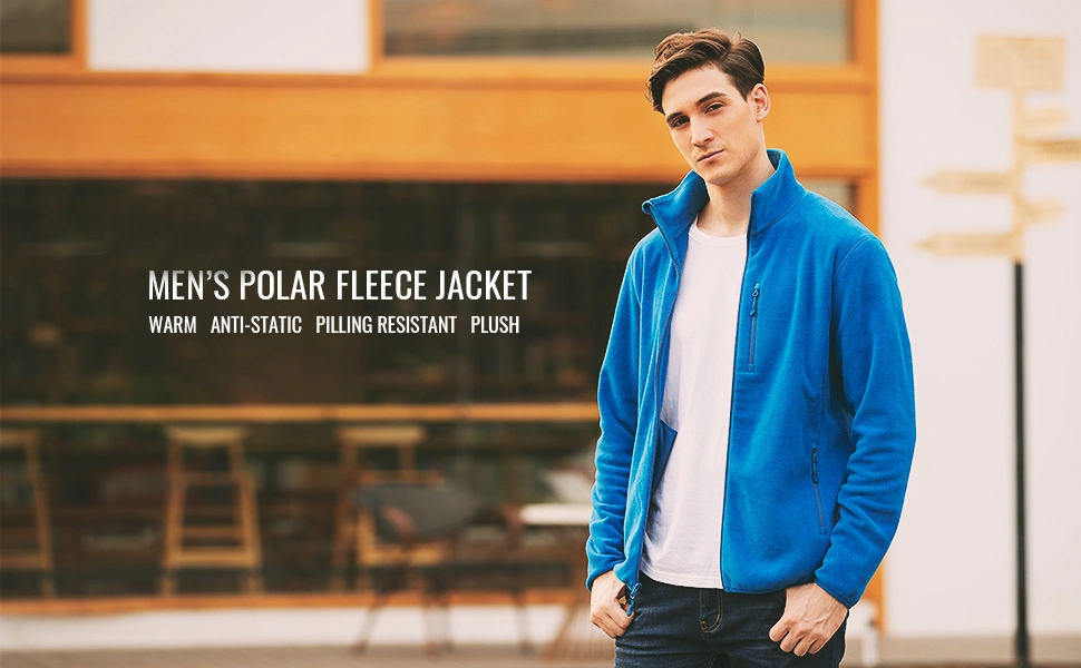 Men Winter High Quality Winter Polar Soft Fleece Sport Fashion Jacket with 3 Zipper Pockets