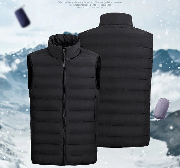 Ladies Duck Down Quilted Jackets Warm Men Hooded Jacket Waterproof Winter Jacket Down Coat Solid Lightweight Casual Fashion Winter Vest