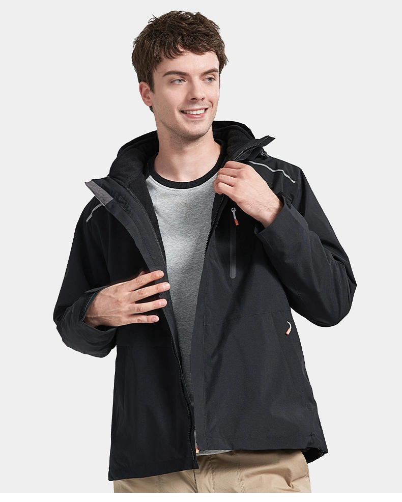 Waterproof Windbreaker Jackets Men Women 3-in-1 Fleece Inner Hooded Fishing Windproof Coat