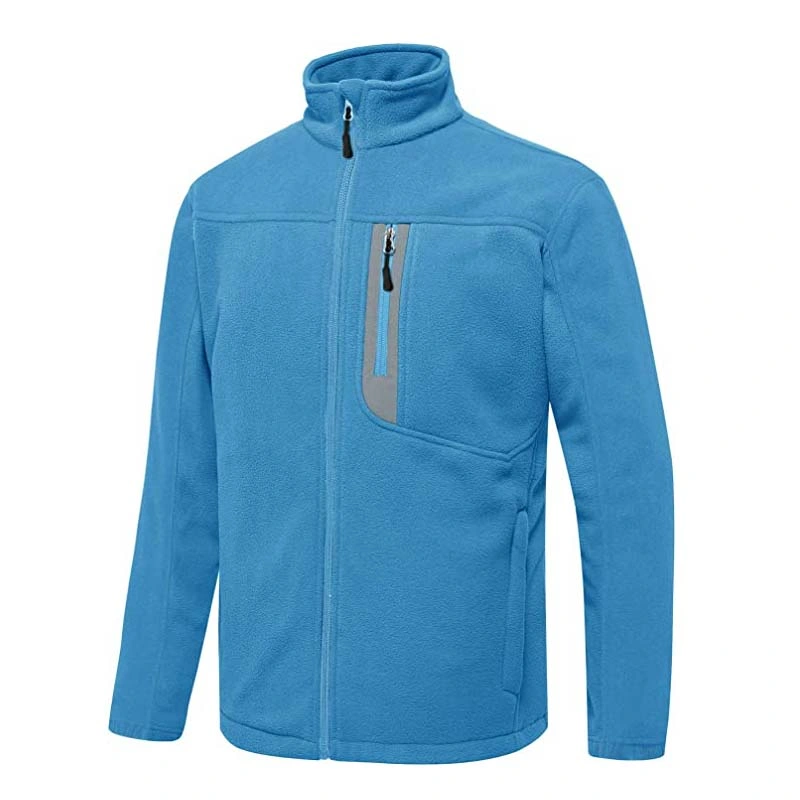 Manufacturer China Men&prime;s Full-Zip Fleece Jacket Soft Polar Winter Outdoor Coat with Pockets