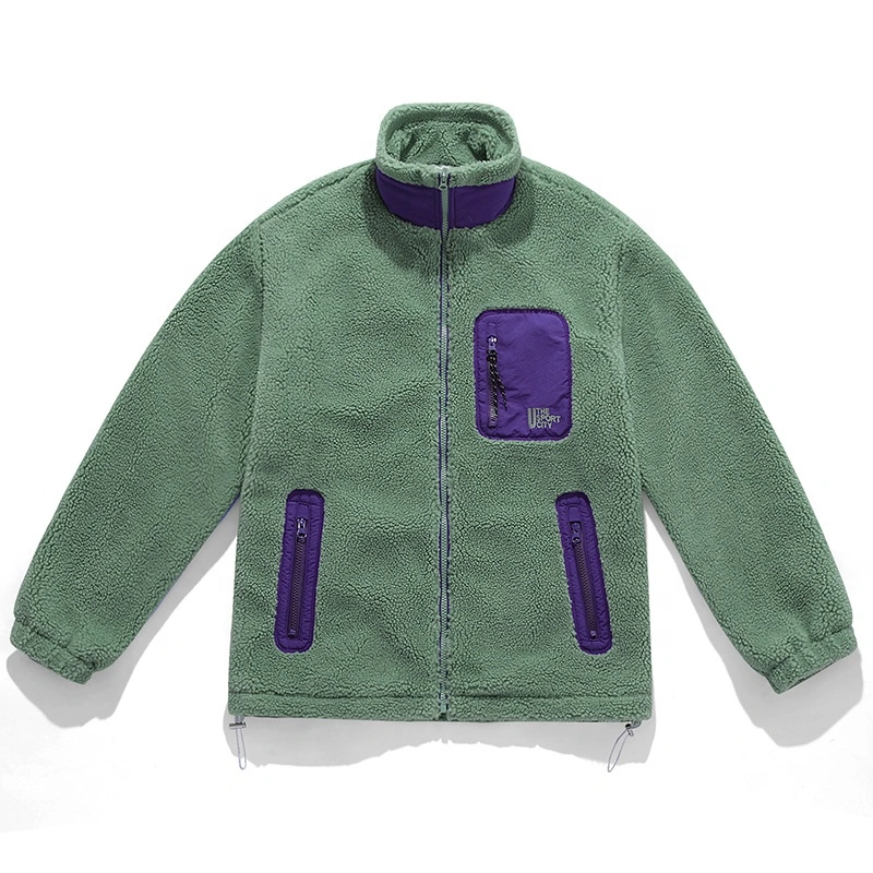 Wholesale Casual High Street Fashion Sherpa Fleece Zipper Pocket Men Jacket for Winter