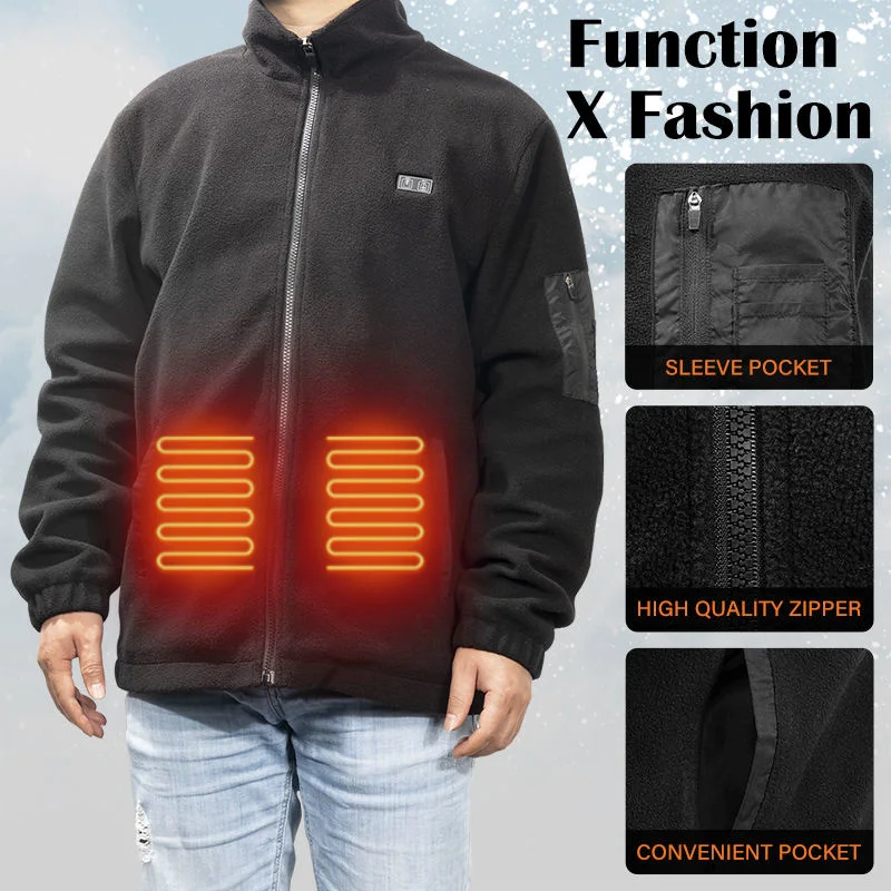 Heating Fleece Jackets Mens Winter 5V Battery Heated Jacket with Zipper