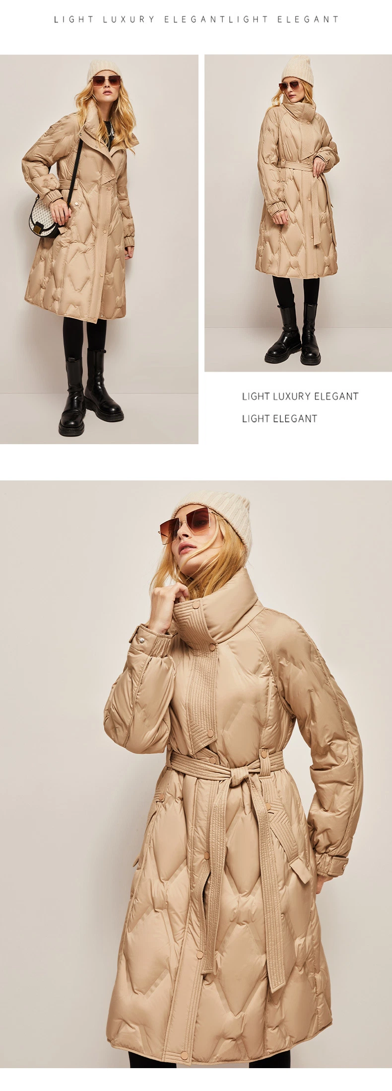 Gril&prime;s New Trend Diamond Quilted Winter Parka Women Long Puffer Jacket Women