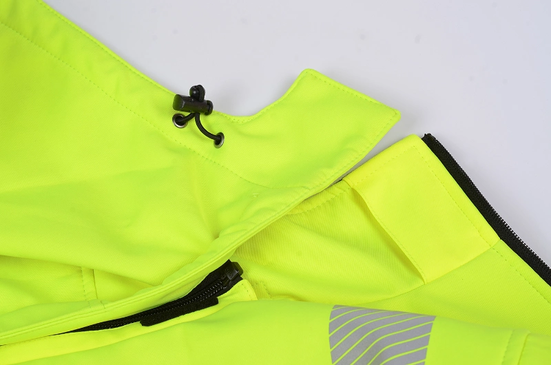 Custom Hi Vis PPE Hoodie Polyester Oxford Windproof Reflective Safety Clothing Outdoor Raincoat Bomber Winter Workwear Safety Jacket