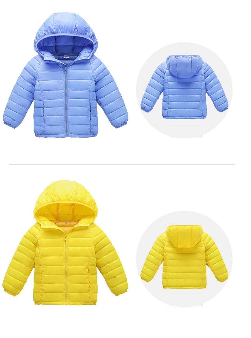 Custom Wholesale Cheap Polyester Nylon Outdoor Light Weight Men Women Padded Down Puffer Winter Fashion Plain Baby Kids Children Coat Jacket with Logo Design