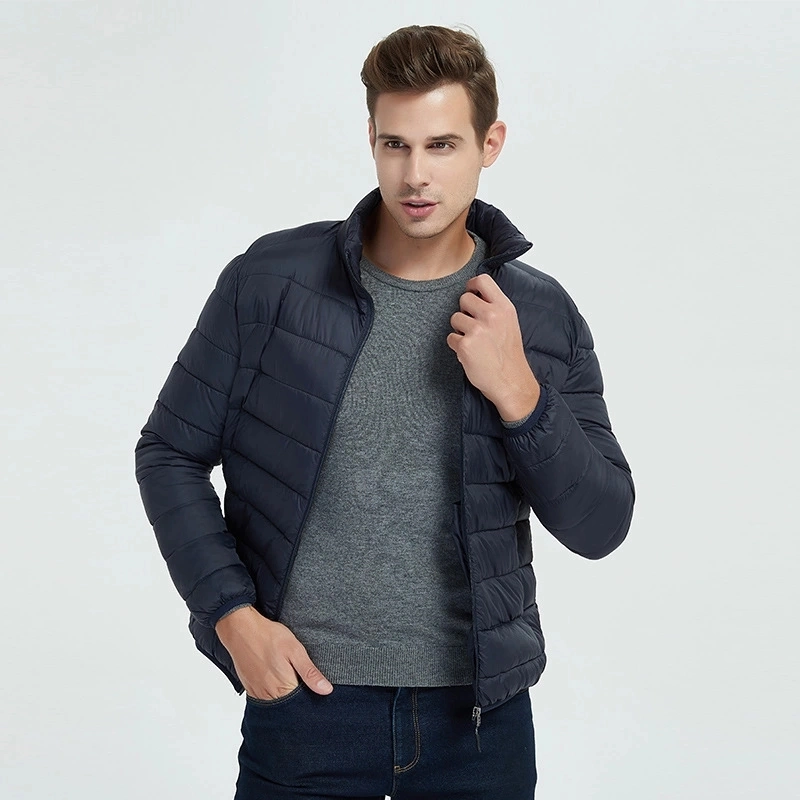 Stock Wholesale Customized Men Male Fashion Classic Cotton Fake Down Windproof Waterproof Jacket for Hoodie Warm Winter